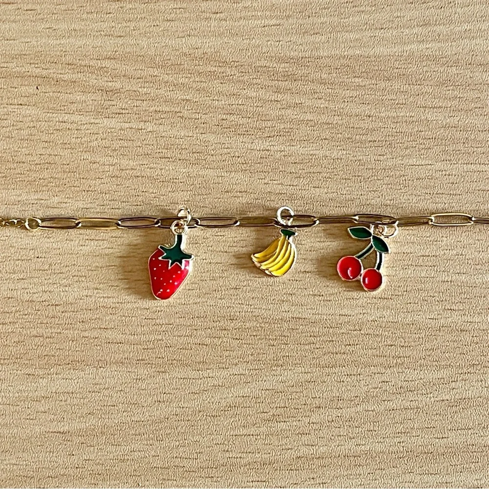 Stainless Steel Fruit Charm Bracelet